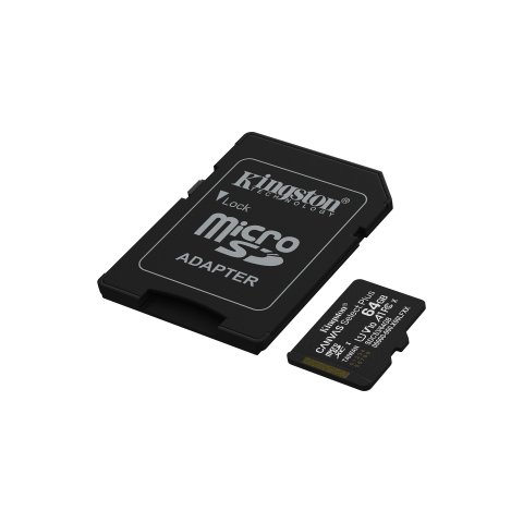 Memoria Sd Micro 64gb Kingston Clase 10 +  Adaptador Canvas Select Plus 100mb s Sdcs3 64gb