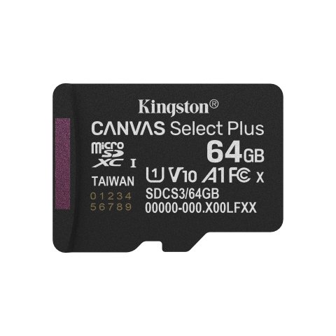 Memoria Sd Micro 64gb Kingston Clase 10 +  Adaptador Canvas Select Plus 100mb s Sdcs3 64gb