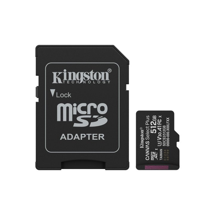 Memoria Sd Micro 512gb Kingston Clase 10 +  Adaptador Canvas Select Plus 100mb s Sdcs3 512gb