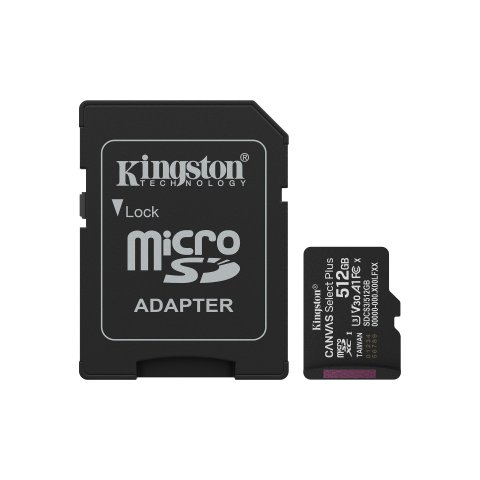 Memoria Sd Micro 512gb Kingston Clase 10 +  Adaptador Canvas Select Plus 100mb s Sdcs3 512gb