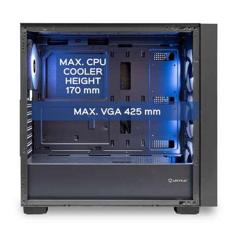 Caja E-atx Torre Unyka Revelat Mesh Black 2x3.5" 2x2.5" 2xusb3.0 1xusb-c Gpu 425mm 
