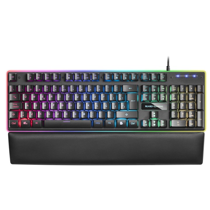 Teclado Mars Gaming Mk320 H-mechanical Red Iluminacion Rgb En Teclas Y Contorno Panel De Aluminio Reposamuñecas Anti-ghosting