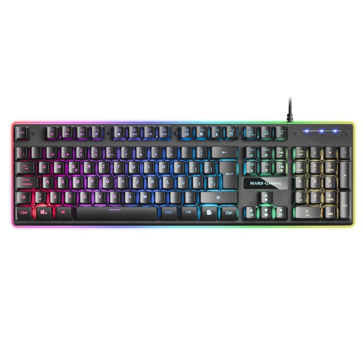 Teclado Mars Gaming Mk320 H-mechanical Red Iluminacion Rgb En Teclas Y Contorno Panel De Aluminio Reposamuñecas Anti-ghosting