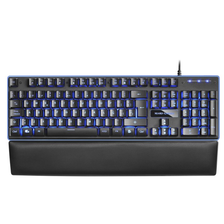 Teclado Mars Gaming Mk320 H-mechanical Red Iluminacion Rgb En Teclas Y Contorno Panel De Aluminio Reposamuñecas Anti-ghosting