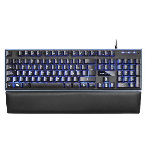 Teclado Mars Gaming Mk320 H-mechanical Red Iluminacion Rgb En Teclas Y Contorno Panel De Aluminio Reposamuñecas Anti-ghosting