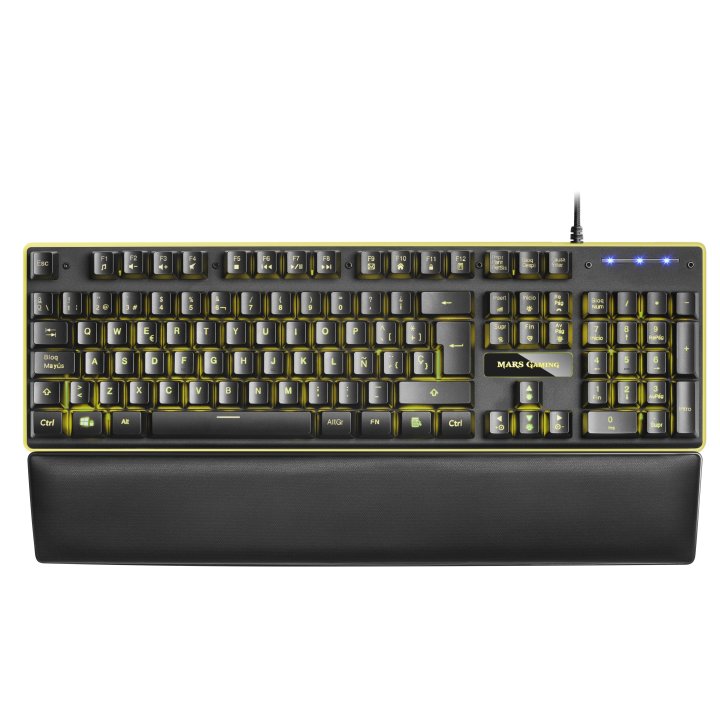Teclado Mars Gaming Mk320 H-mechanical Red Iluminacion Rgb En Teclas Y Contorno Panel De Aluminio Reposamuñecas Anti-ghosting