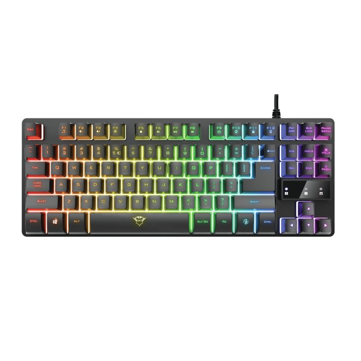 Teclado Trust Gaming Gxt 833 Thado Metalico Compacto Iluminacion Led Multicolor Anti-ghosting 12 Tecl.multimedia Usb 24067