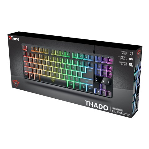 Teclado Trust Gaming Gxt 833 Thado Metalico Compacto Iluminacion Led Multicolor Anti-ghosting 12 Tecl.multimedia Usb 24067