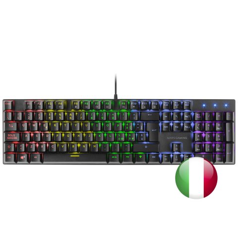Teclado Mecanico En Italiano Mars Gaming Mk422 Black Switch Azul Pr De 100hz Anti-ghosting Avanzado Iluminacion Rgb