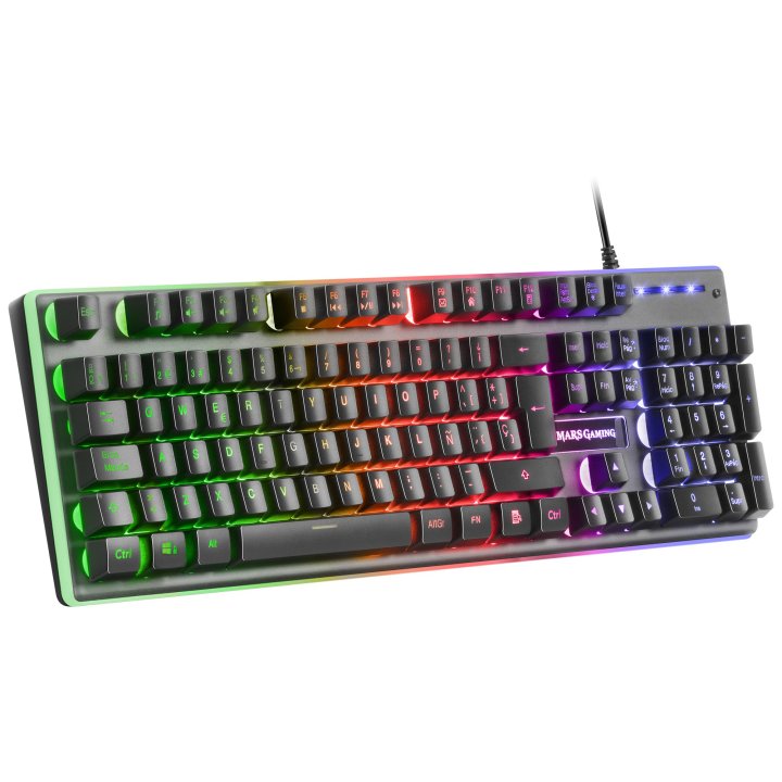 Teclado En Frances Hibrido H-mecanico Mars Gaming Mk220fr Black Switch H-mechanical Retroiluminado Full Rgb Programable Por H