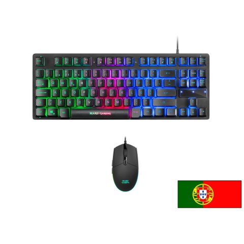 Teclado Y Mouse Mars Gaming Mcptkl Teclado En Portugues De Formato Reducido Tkl Rgb Brathing & Flow Mouse 3200dpi H-mech Rgb