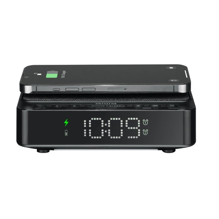 Radio Despertador Aiwa Cr-30bk Carga Inalambrica 5w Usb Fm Led Regulable