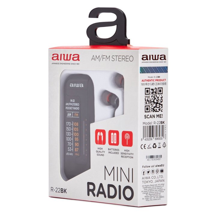 Radio Analogica Mini Aiwa R-22bk Am fm Hyperbass Color Negro