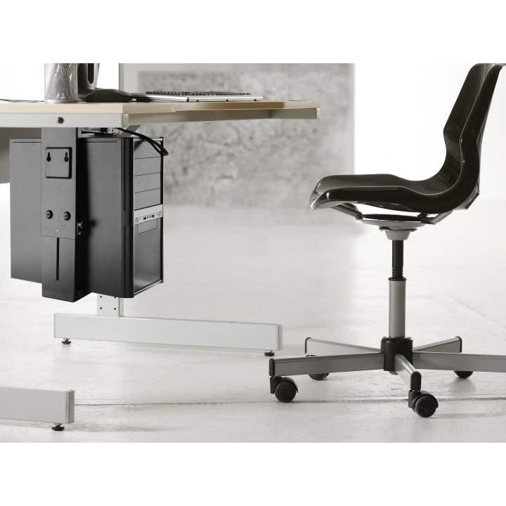 Soporte Cpu Equip 650892 Para Instalacion Bajo Mesa Giratorio 360§ Acero Color Negro Max. 10kgs