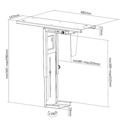 Soporte Cpu Equip 650892 Para Instalacion Bajo Mesa Giratorio 360§ Acero Color Negro Max. 10kgs