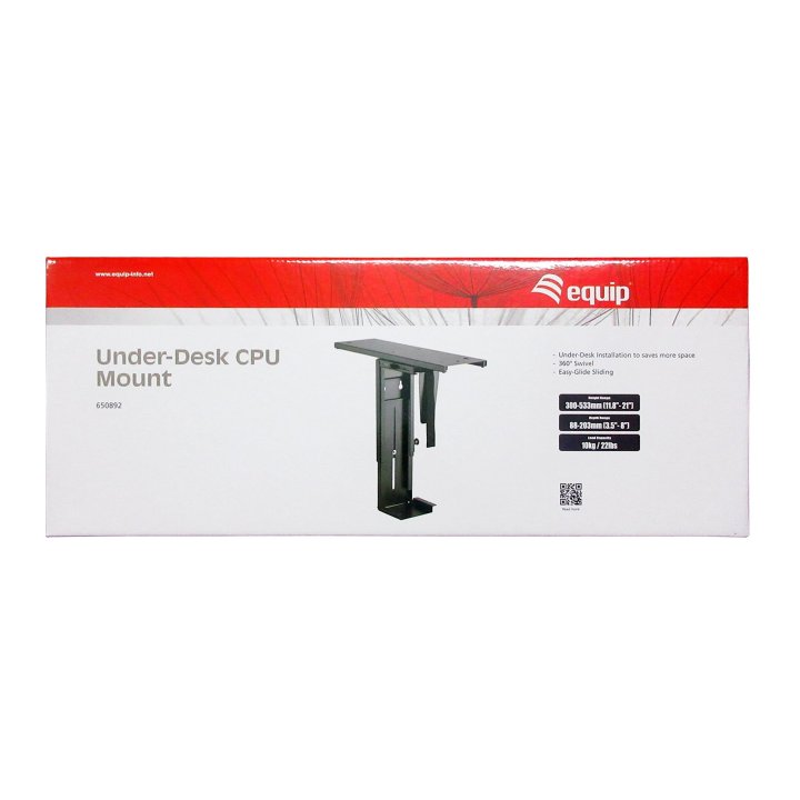 Soporte Cpu Equip 650892 Para Instalacion Bajo Mesa Giratorio 360§ Acero Color Negro Max. 10kgs
