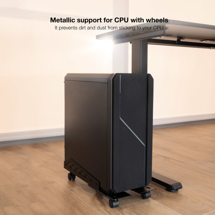 Soporte De Cpu De Suelo Con Ruedas Metalico Tooq Umcs0024-b Max 25k Ajustable 160-300mm Negro