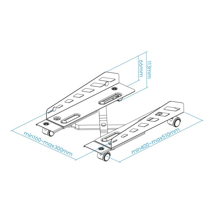 Soporte De Cpu De Suelo Con Ruedas Metalico Tooq Umcs0024-b Max 25k Ajustable 160-300mm Negro