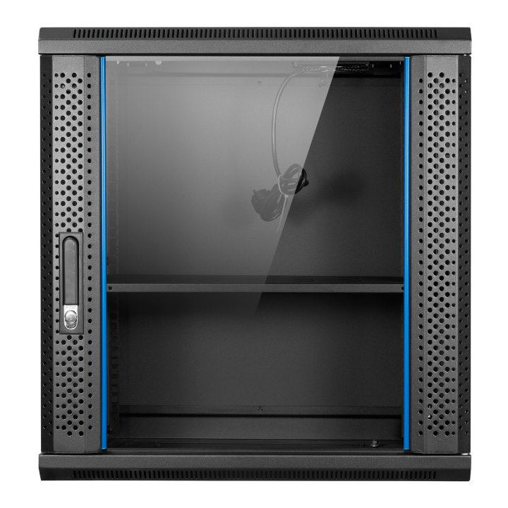 Armario Mural 19" Aiten Data 12u Ai6612s 600 X 600 X 650 2l Color Negro Puerta De Cristal Templado Con Accesorios Ai6612