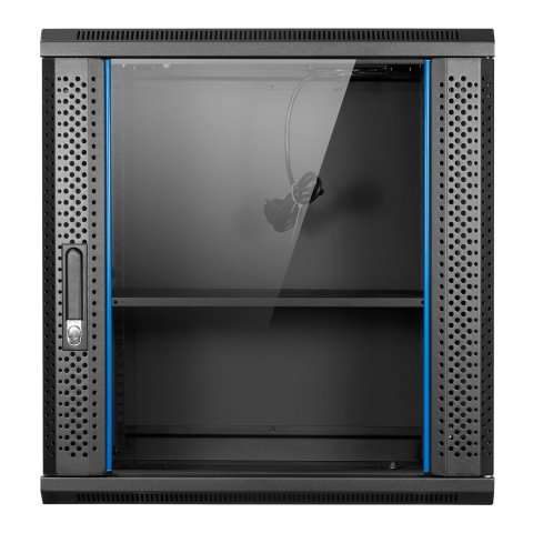 Armario Mural 19" Aiten Data 12u Ai6612s 600 X 600 X 650 2l Color Negro Puerta De Cristal Templado Con Accesorios Ai6612