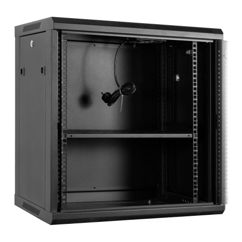 Armario Mural 19" Aiten Data 12u Ai6612s 600 X 600 X 650 2l Color Negro Puerta De Cristal Templado Con Accesorios Ai6612
