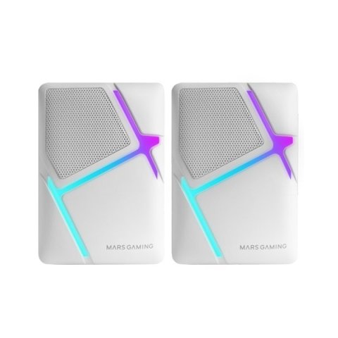 Altavoces 2.0 Mars Gaming Mshw Blanco 10w Iluminacion Rgb Control De Volumen Jack 3.5mm