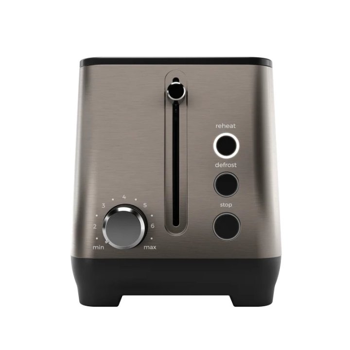 Tostadora Aiwa Kofotatsu 2 Ranuras 1600w 7 Niveles Acero Inoxidable Bandeja De Migas