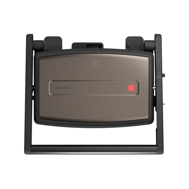 Sandwichera Grill Aiwa Asm-1500g Placas Con Recubrimiento Antiadherente 1500w Color Plata 180º