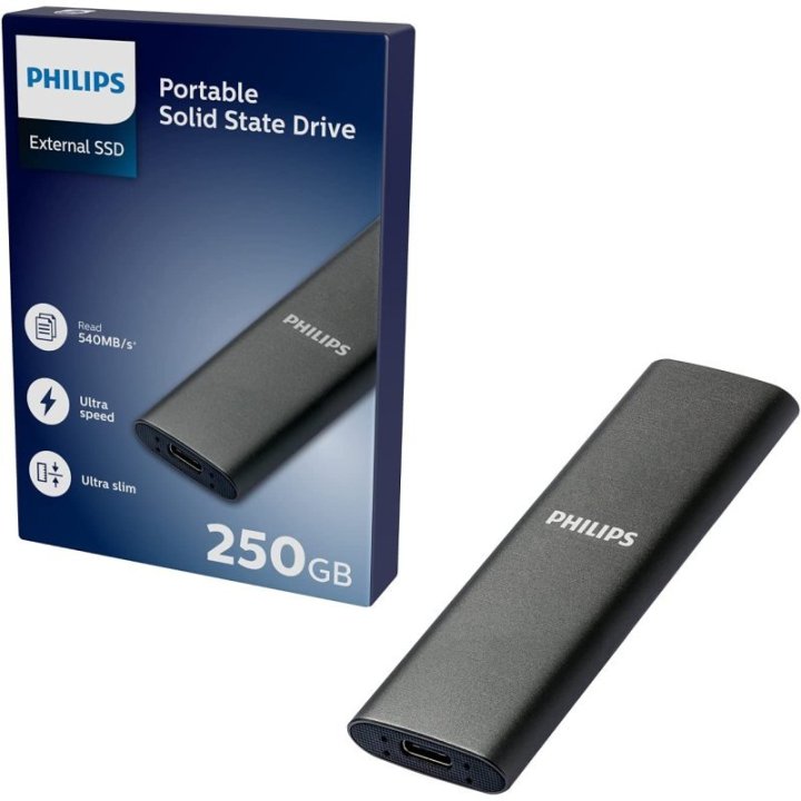 Disco M.2 Externo Philips 250gb Usb-c/usb3.0...