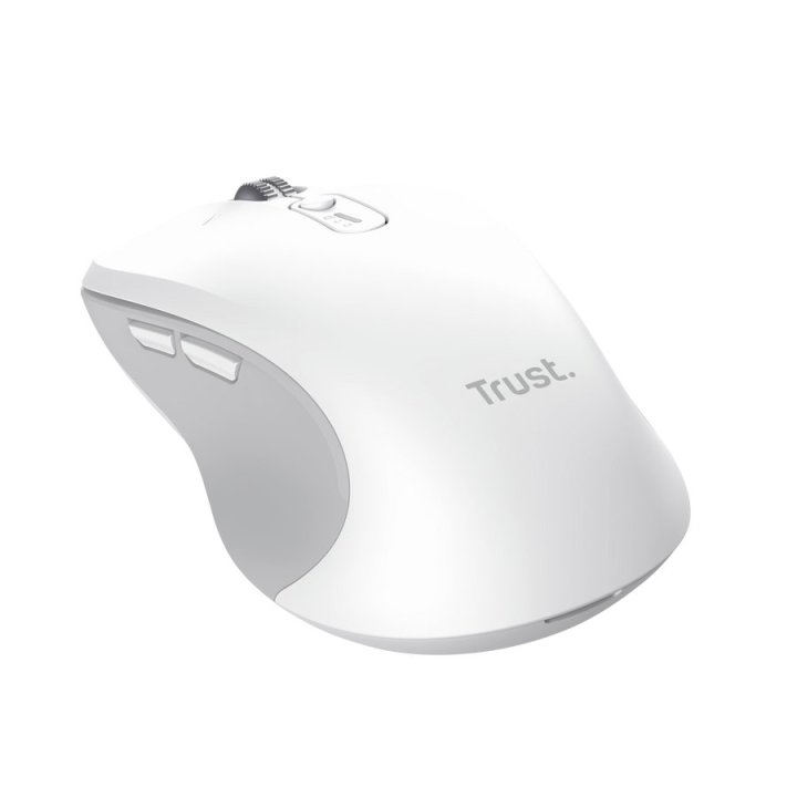 Mouse Trust Wireless Y Bluetooth Ferro Blanco 3200 Dpi Ajustable 9 Botones 3 Dispositivos 
