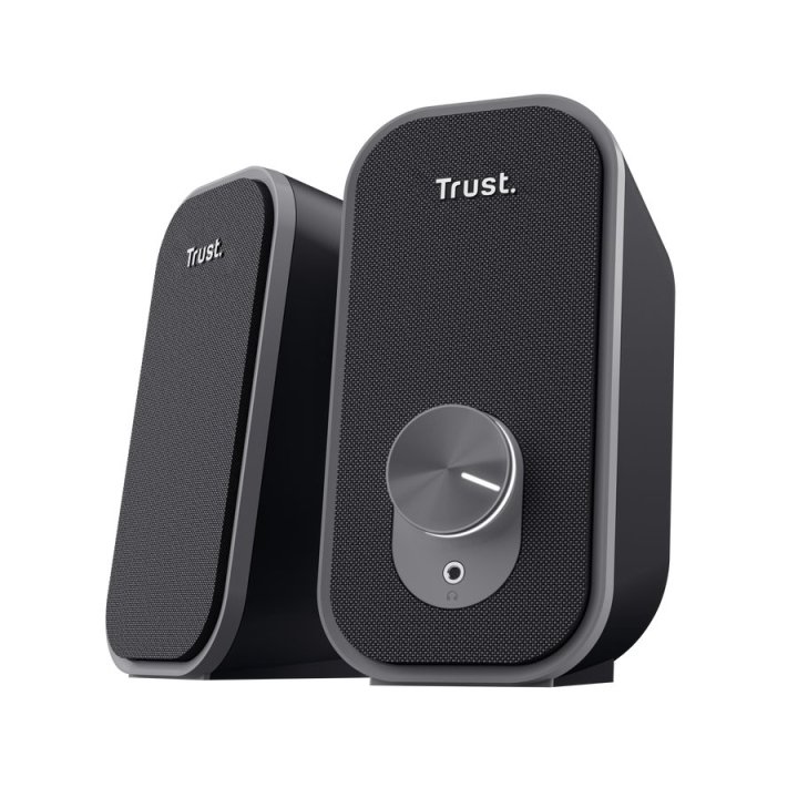 Altavoces 2.0 Trust Ador 12w Color Negro Jack 3.5mm Control De Volumen Alimentado Por Usb