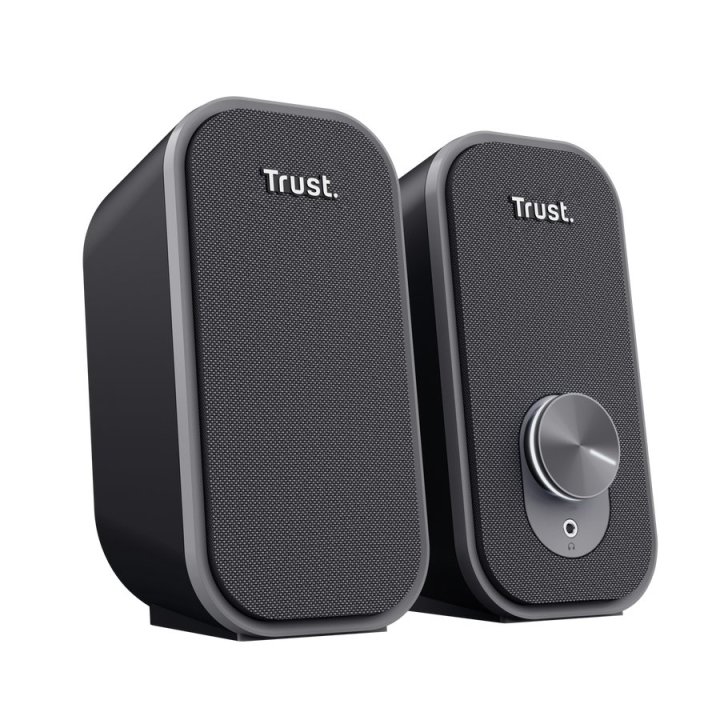 Altavoces 2.0 Trust Ador 12w Color Negro Jack 3.5mm Control De Volumen Alimentado Por Usb