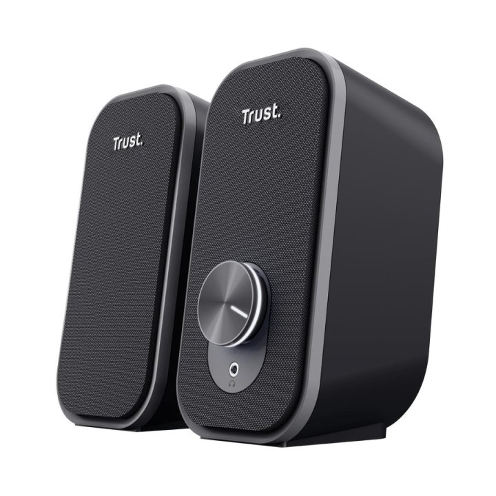 Altavoces 2.0 Trust Ador 12w Color Negro Jack 3.5mm Control De Volumen Alimentado Por Usb