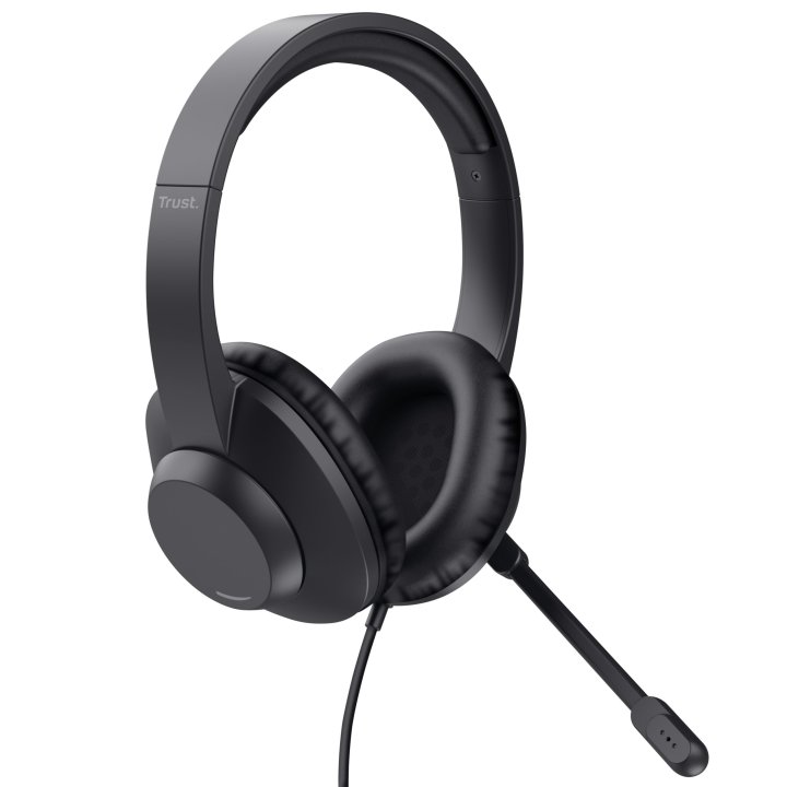 Headset Usb-c Trust Ayda Max Color Negro Cable 1,8m Adaptador Usb-c A Usb-a