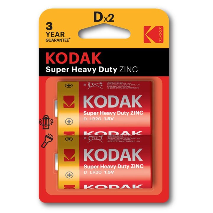 Pilas D Kodak Extra Heavy Duty Zinc Lr20 Pack 2 Unidades 6000 Mah 1.5v (ecotasas Incluidas)