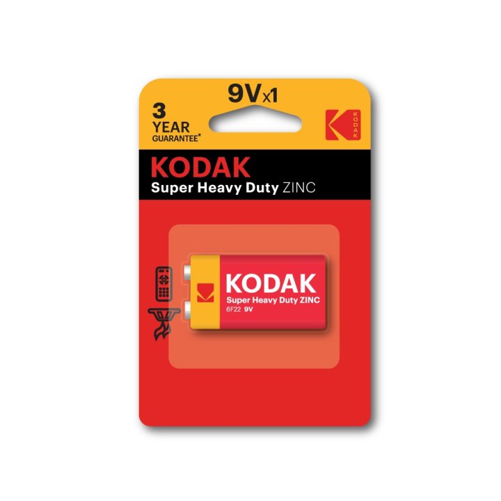 Pilas 9v Kodak Extra Heavy Duty Zinc 9v 1 Unidad 250 Mah 1.5v (ecotasas Incluidas)