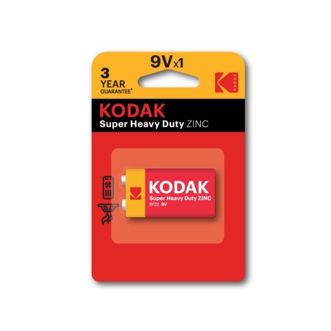 Pilas 9v Kodak Extra Heavy Duty Zinc 9v 1 Unidad 250 Mah 1.5v (ecotasas Incluidas)