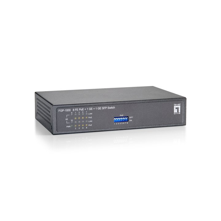 Switch No Gestionable Level One Fgp-1000 10p 8xpoe 100mb 1xgb 1xgb Sfp 120w Carcasa Metalica