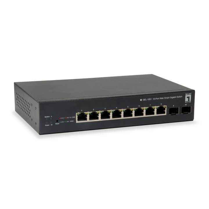 Switch Semigestionable Level One Gep-1051 10p 8xgb Poe 2xgb Sfp 70w Carcasa Metalica 