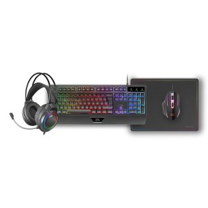 Teclado Mouse Headset Y Alfombrilla Mars Gaming Mcp124profr H-mech Rgb 3200dpi Negro Frances 2