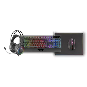 Teclado Mouse Headset Y Alfombrilla Mars Gaming Mcp124profr H-mech Rgb 3200dpi Negro Frances 2