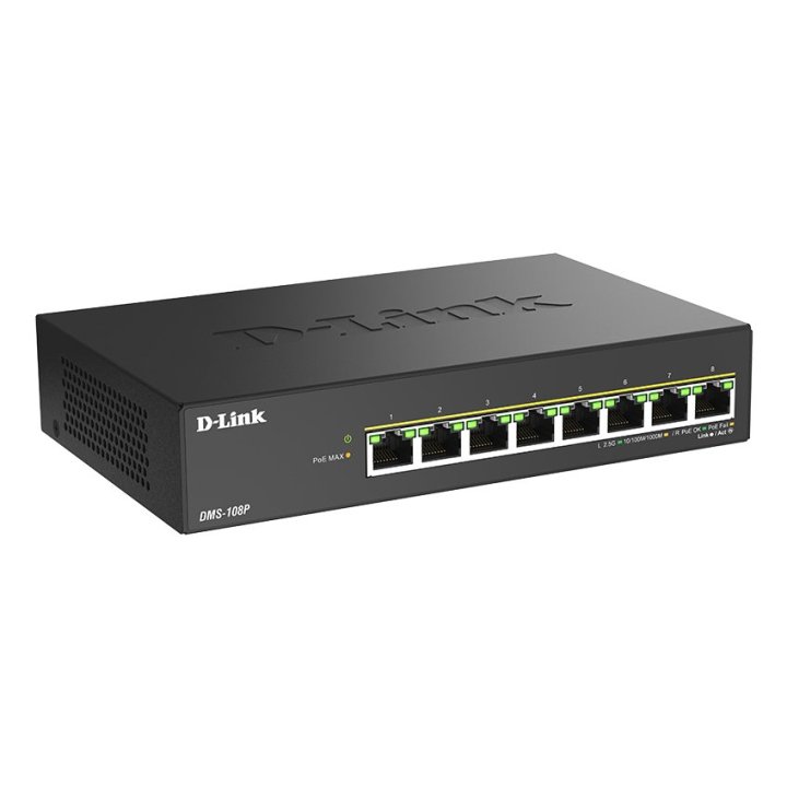 Switch No Gestionable Dlink Dms-108p 8p Multigigabit Poe++ 2,5g Carcasa Metalica Sobremesa No Rack