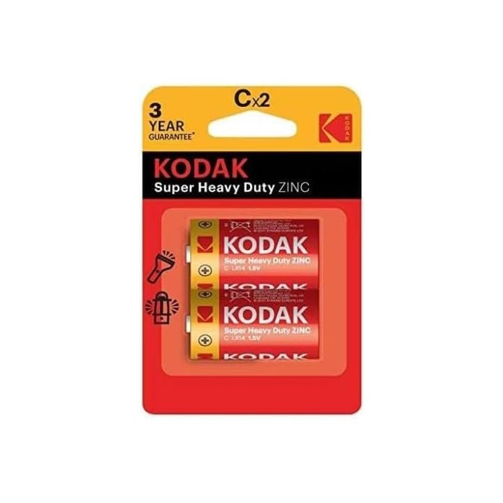 Pilas C Lr14 Kodak Extra Heavy Duty Zinc Pack 2 Unidades 2700 Mah 1.5v (ecotasas Incluidas)