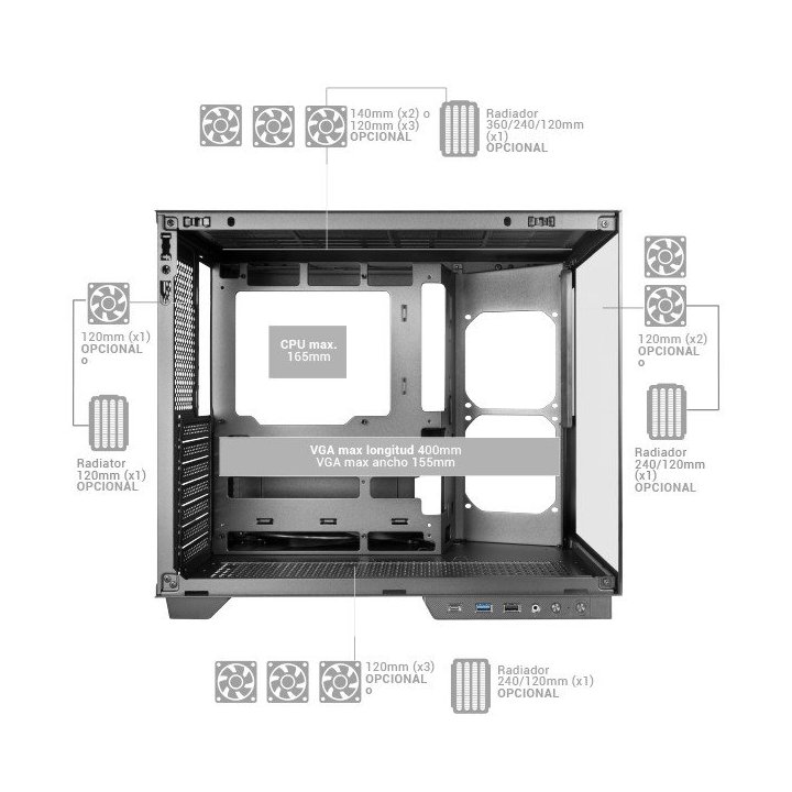 Caja Atx Cube Mars Gaming Mcmirage Negro...