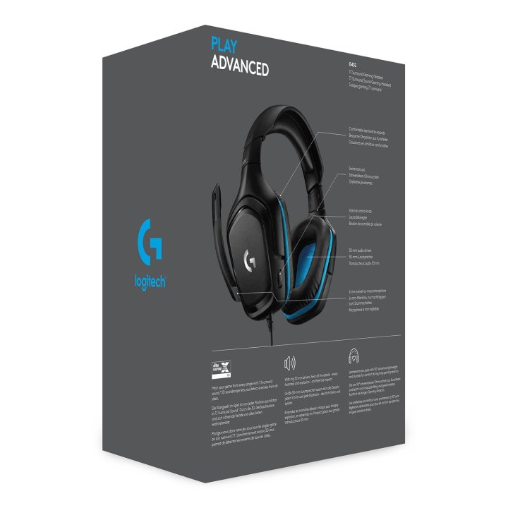 Headset Logitech G432 Lightspeed Gaming 7.1 Dts Negro