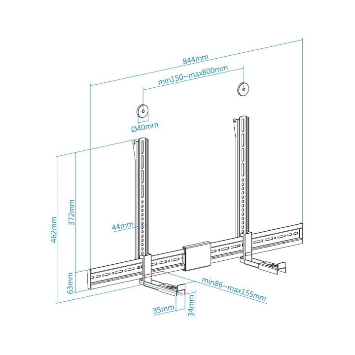 Soporte De Pared Fijo O Vesa Tooq Tqsbm-01 Para Barra De Sonido Max 15kg Color Negro