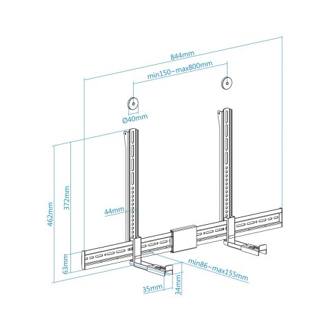Soporte De Pared Fijo O Vesa Tooq Tqsbm-01 Para Barra De Sonido Max 15kg Color Negro