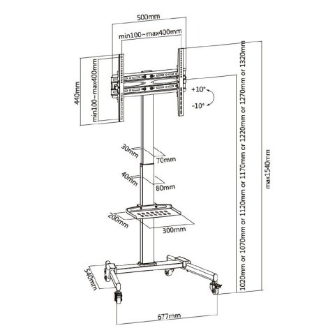 Soporte De Suelo Con Ruedas Equip Para Pantalla De 32" - 55" Fijo Max. Vesa 400x400 Hasta 35kg