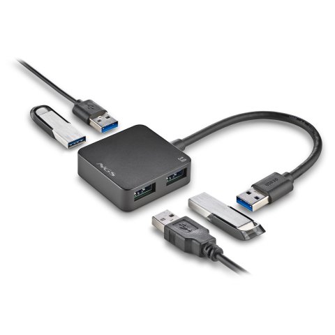 Hub  Usb 3.0 Ngs Ihub Tiny 3.0 4xusb-a Cable Integrado Color Negro