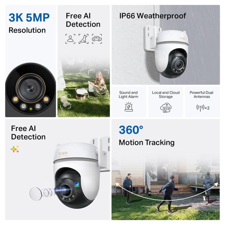 Camara Ip Exterior Wifi Tp-link Tapo Tc43 Ip66 3k 5mp V.nocturna Color Audio Bidireccional